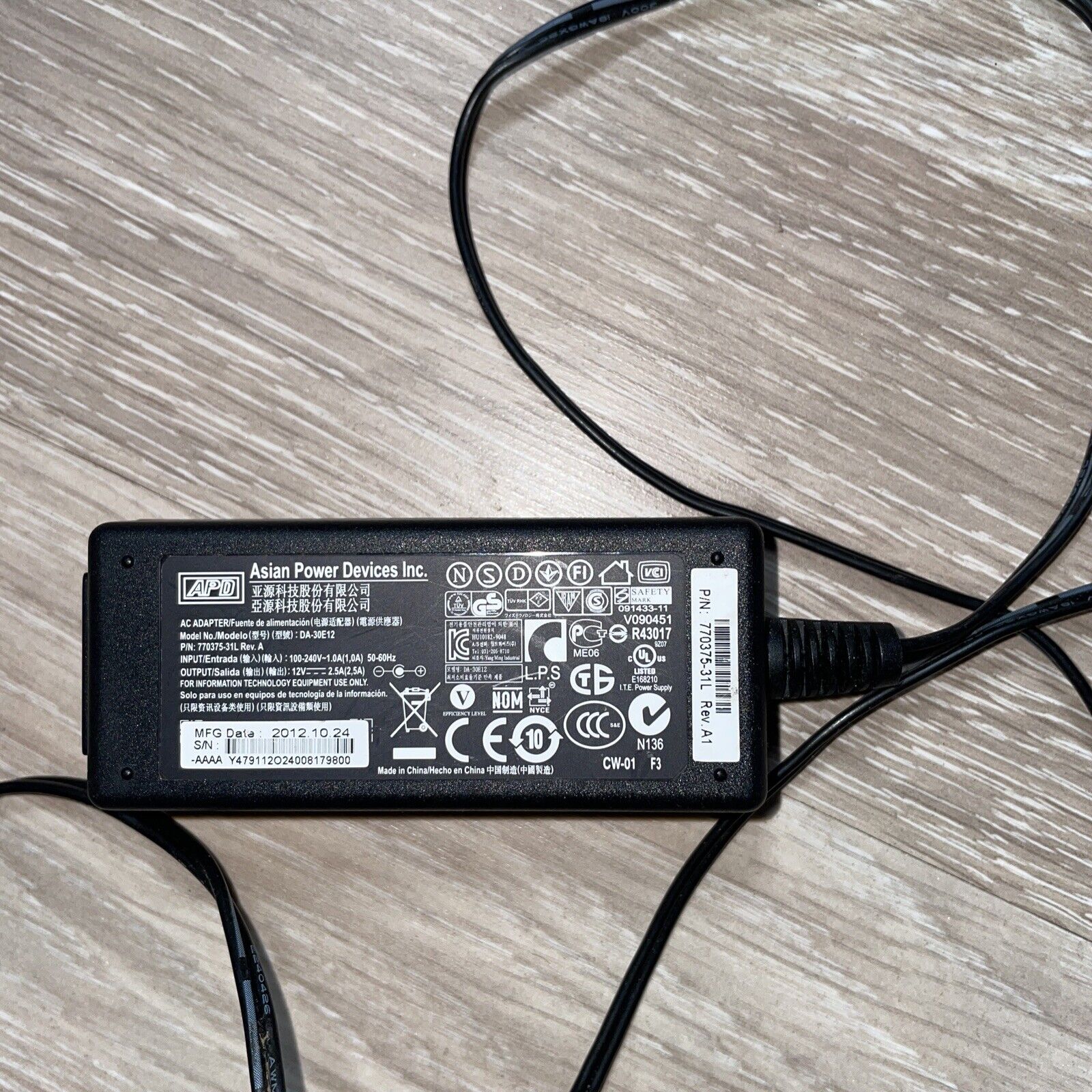 *Brand NEW*GENUINE APD DA-30E12 770375-31L 12V 2.5A 30W AC ADAPTER Power Supply